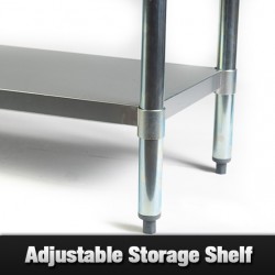 1220 x 610mm Stainless Steel Bench  + Double Tier Overshelf